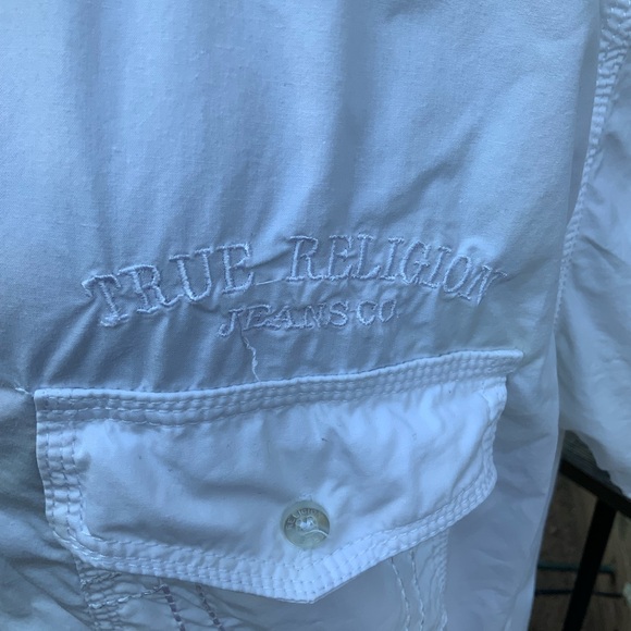 TRUE RELIGION Men's Short Sleeve Big T Western Shirt Optic White Button Up SZ XL - Picture 14 of 16